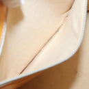 CHANEL punching Tote Bag Patent leather Yellow Silver CC Auth 137464-21