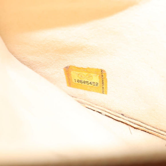 CHANEL punching Tote Bag Patent leather Yellow Silver CC Auth 137464