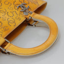 CHANEL punching Tote Bag Patent leather Yellow Silver CC Auth 137464-7