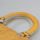 CHANEL punching Tote Bag Patent leather Yellow Silver CC Auth 137464-8