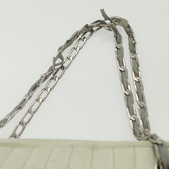 CHANEL Mademoiselle Double Chain Bag Leather Peppermint Silver CC Auth 137465