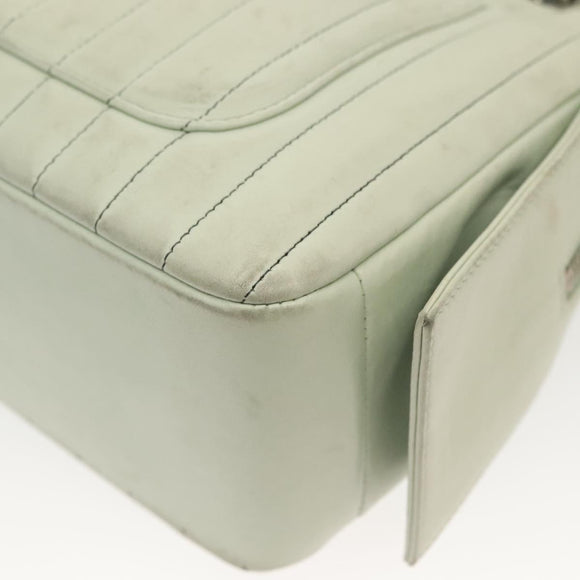 CHANEL Mademoiselle Double Chain Bag Leather Peppermint Silver CC Auth 137465