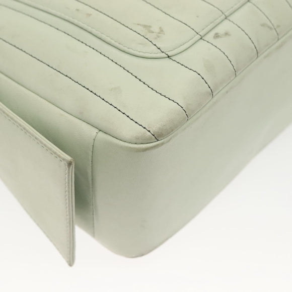 CHANEL Mademoiselle Double Chain Bag Leather Peppermint Silver CC Auth 137465