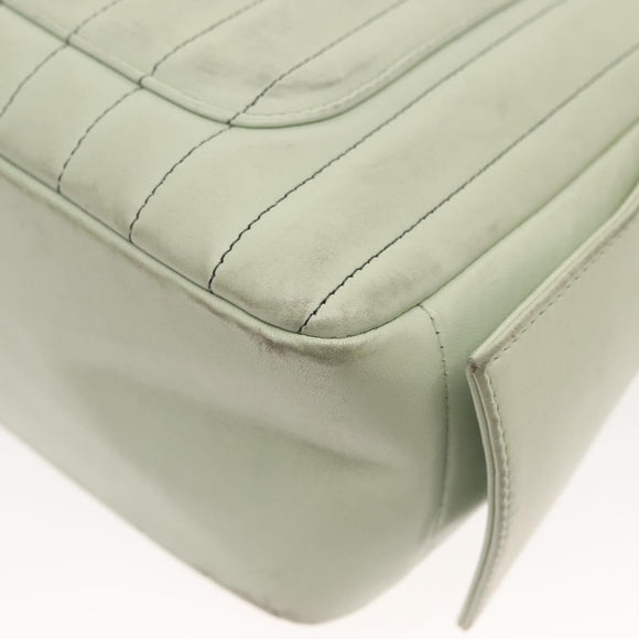 CHANEL Mademoiselle Double Chain Bag Leather Peppermint Silver CC Auth 137465