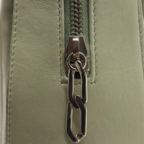 CHANEL Mademoiselle Double Chain Bag Leather Peppermint Silver CC Auth 137465