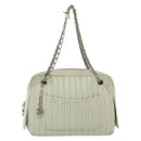 CHANEL Mademoiselle Double Chain Bag Leather Peppermint Silver CC Auth 137465-2