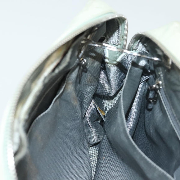 CHANEL Mademoiselle Double Chain Bag Leather Peppermint Silver CC Auth 137465