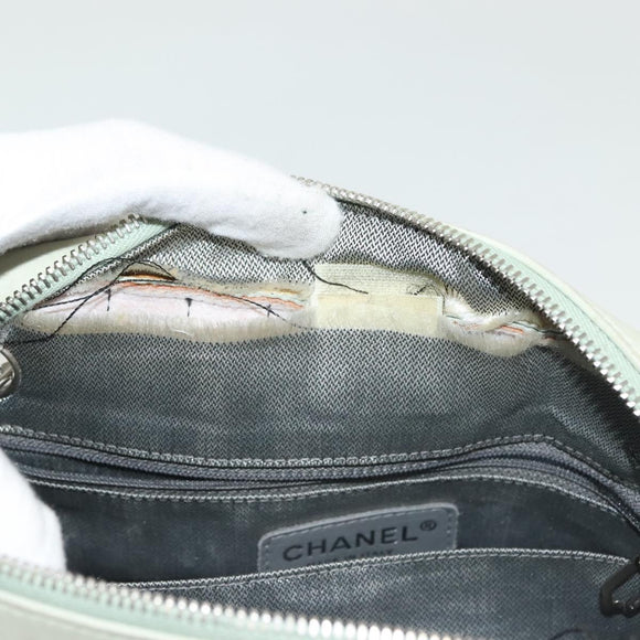 CHANEL Mademoiselle Double Chain Bag Leather Peppermint Silver CC Auth 137465