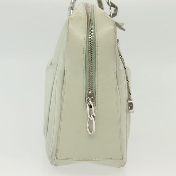 CHANEL Mademoiselle Double Chain Bag Leather Peppermint Silver CC Auth 137465