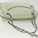 CHANEL Mademoiselle Double Chain Bag Leather Peppermint Silver CC Auth 137465-7