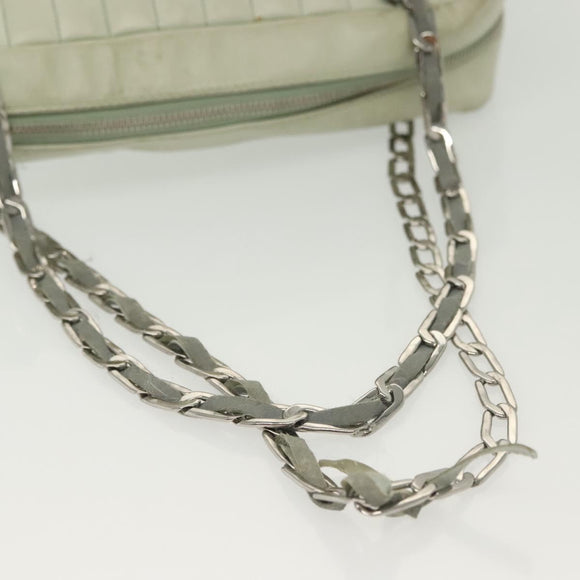 CHANEL Mademoiselle Double Chain Bag Leather Peppermint Silver CC Auth 137465