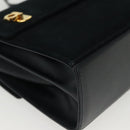 Salvatore Ferragamo Gancini Shoulder Bag Leather Suede Navy Gold Auth 137474-10