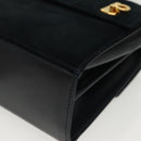 Salvatore Ferragamo Gancini Shoulder Bag Leather Suede Navy Gold Auth 137474-11