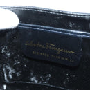 Salvatore Ferragamo Gancini Shoulder Bag Leather Suede Navy Gold Auth 137474-15