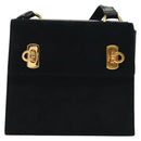 Salvatore Ferragamo Gancini Shoulder Bag Leather Suede Navy Gold Auth 137474-3