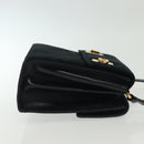 Salvatore Ferragamo Gancini Shoulder Bag Leather Suede Navy Gold Auth 137474-4