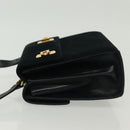 Salvatore Ferragamo Gancini Shoulder Bag Leather Suede Navy Gold Auth 137474-5