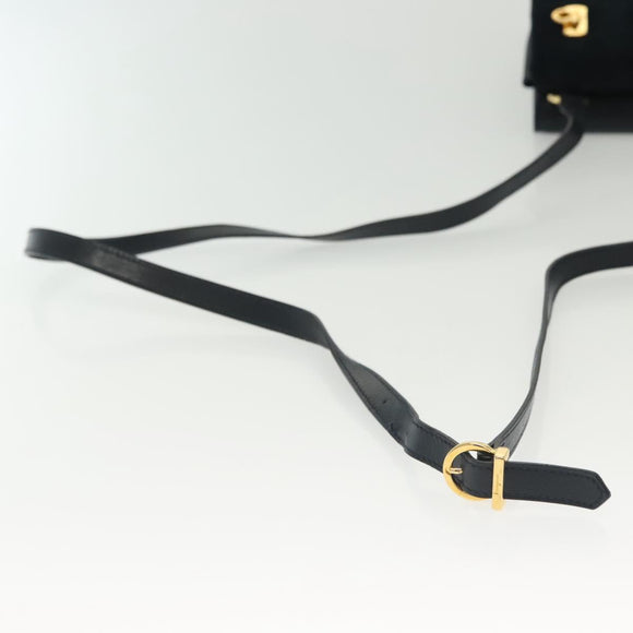 Salvatore Ferragamo Gancini Shoulder Bag Leather Suede Navy Gold Auth 137474