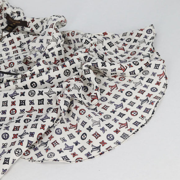 LOUIS VUITTON Blouse Shirt Silk White LV Auth 137476M