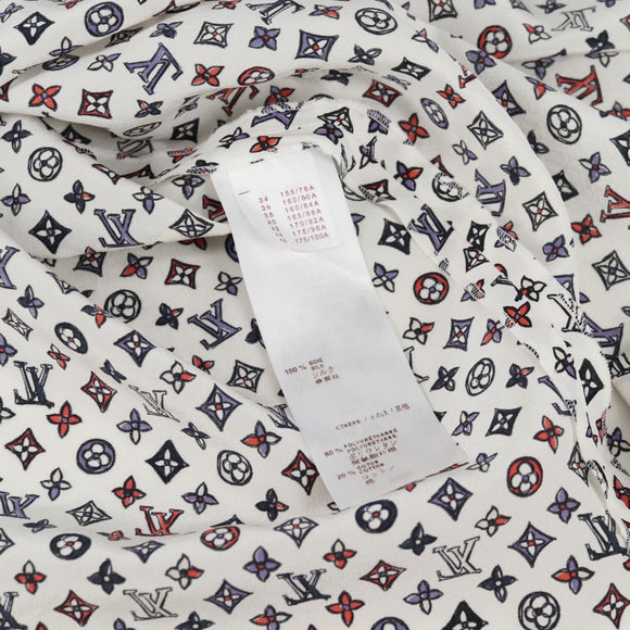 LOUIS VUITTON Blouse Shirt Silk White LV Auth 137476M