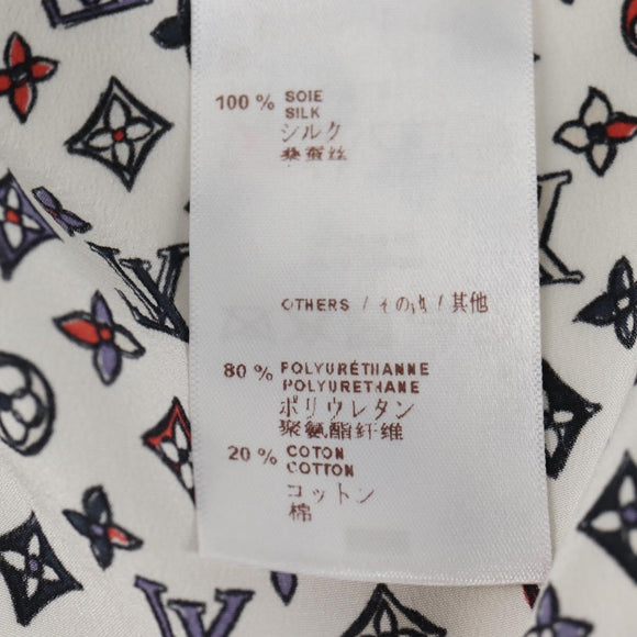 LOUIS VUITTON Blouse Shirt Silk White LV Auth 137476M