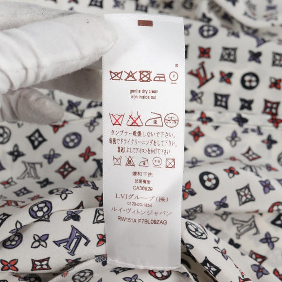 LOUIS VUITTON Blouse Shirt Silk White LV Auth 137476M