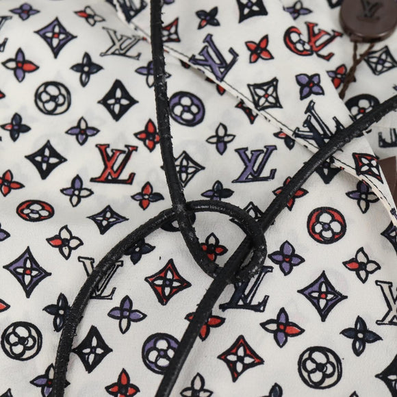 LOUIS VUITTON Blouse Shirt Silk White LV Auth 137476M