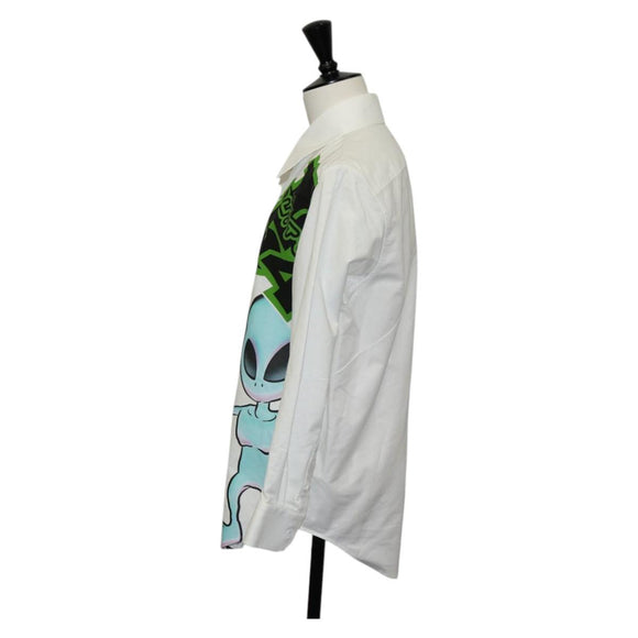 LOUIS VUITTON Printed Shirt And Tie Shirt Cotton White LV Auth 137477M