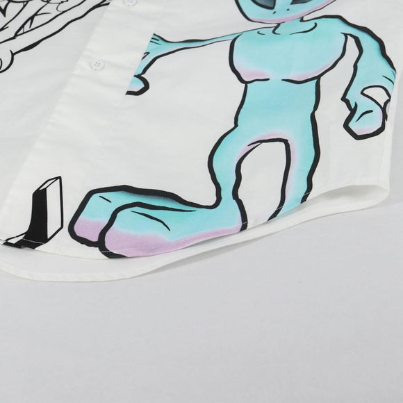 LOUIS VUITTON Printed Shirt And Tie Shirt Cotton White LV Auth 137477M