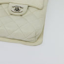 CHANEL COCO Mark Cambon Line Shoulder Bag Leather White Silver CC Auth 137480-14