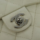 CHANEL COCO Mark Cambon Line Shoulder Bag Leather White Silver CC Auth 137480-17