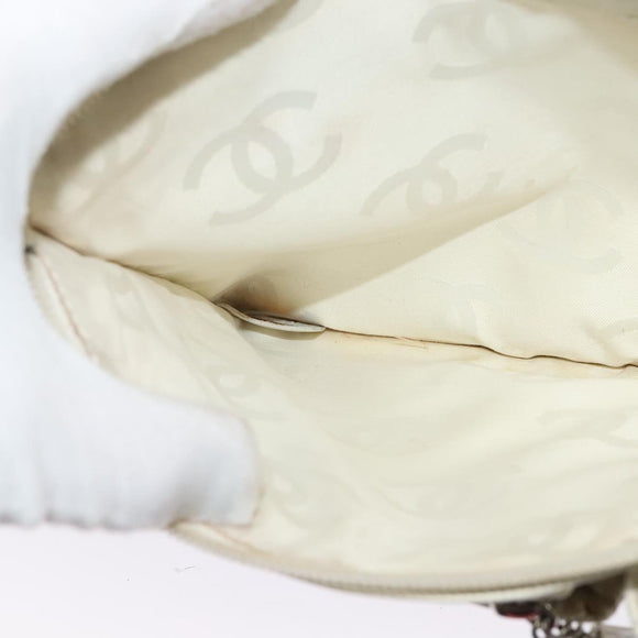 CHANEL COCO Mark Cambon Line Shoulder Bag Leather White Silver CC Auth 137480