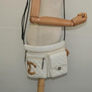 CHANEL COCO Mark Cambon Line Shoulder Bag Leather White Silver CC Auth 137480-24
