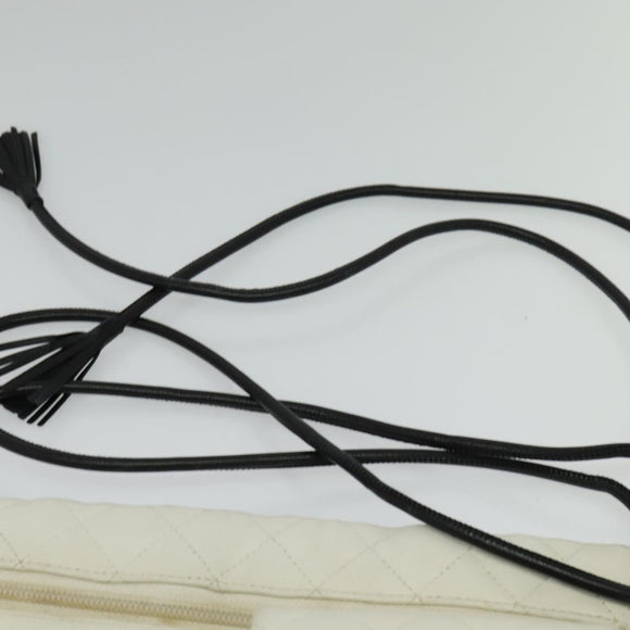 CHANEL COCO Mark Cambon Line Shoulder Bag Leather White Silver CC Auth 137480