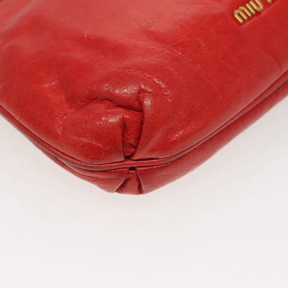 Miu Miu Pouch Leather Red Gold Auth 137485