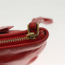 Miu Miu Pouch Leather Red Gold Auth 137485-9