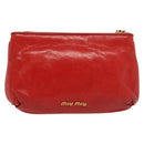 Miu Miu Pouch Leather Red Gold Auth 137485-2