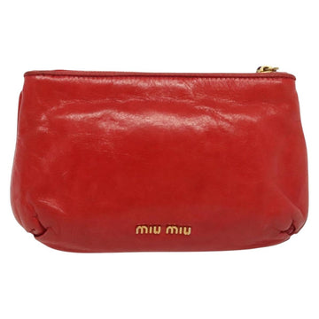 Miu Miu Pouch Leather Red Gold Auth 137485 - 0