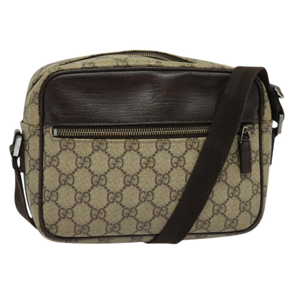 GUCCI GG Supreme Shoulder Bag PVC Beige Gold 114291 Auth 137489