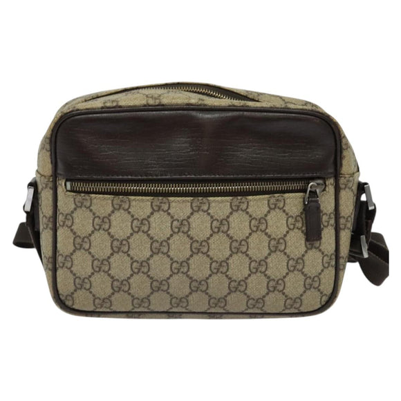 GUCCI GG Supreme Shoulder Bag PVC Beige Gold 114291 Auth 137489