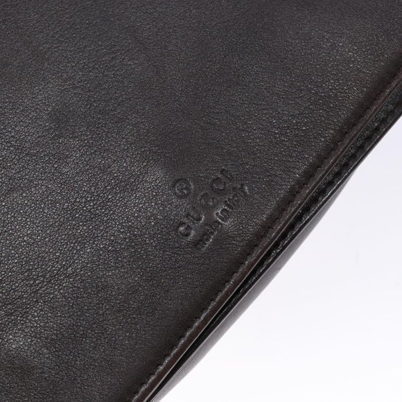 GUCCI Bamboo Shoulder Bag Leather Dark Brown 001 3243 Auth 137491