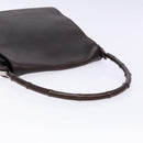 GUCCI Bamboo Shoulder Bag Leather Dark Brown 001 3243 Auth 137491-7