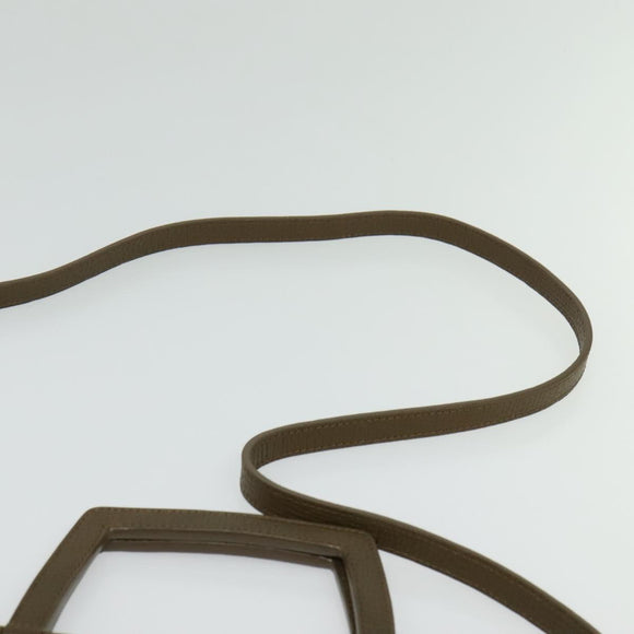 LOEWE Hand Bag Leather 2way Khaki Silver Auth 137496