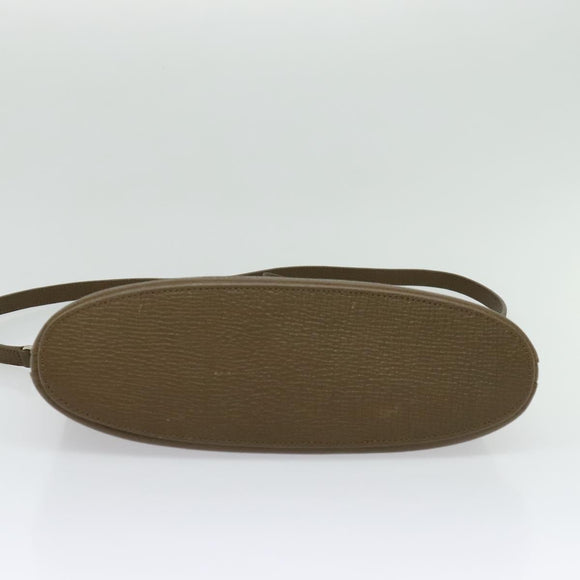 LOEWE Hand Bag Leather 2way Khaki Silver Auth 137496