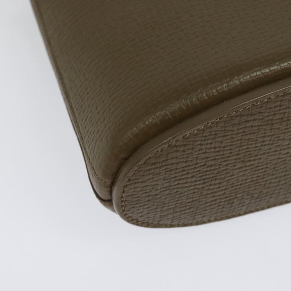 LOEWE Hand Bag Leather 2way Khaki Silver Auth 137496