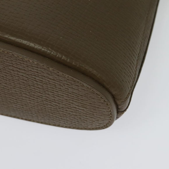 LOEWE Hand Bag Leather 2way Khaki Silver Auth 137496