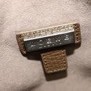 LOEWE Hand Bag Leather 2way Khaki Silver Auth 137496-11