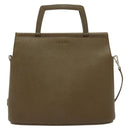 LOEWE Hand Bag Leather 2way Khaki Silver Auth 137496-13