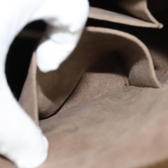 LOEWE Hand Bag Leather 2way Khaki Silver Auth 137496