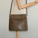 LOEWE Hand Bag Leather 2way Khaki Silver Auth 137496-23